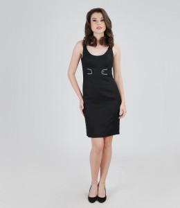 Rochie neagra eleganta din in pentru birou