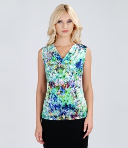 Tricou din jerse cu imprimeu floral luxuriant