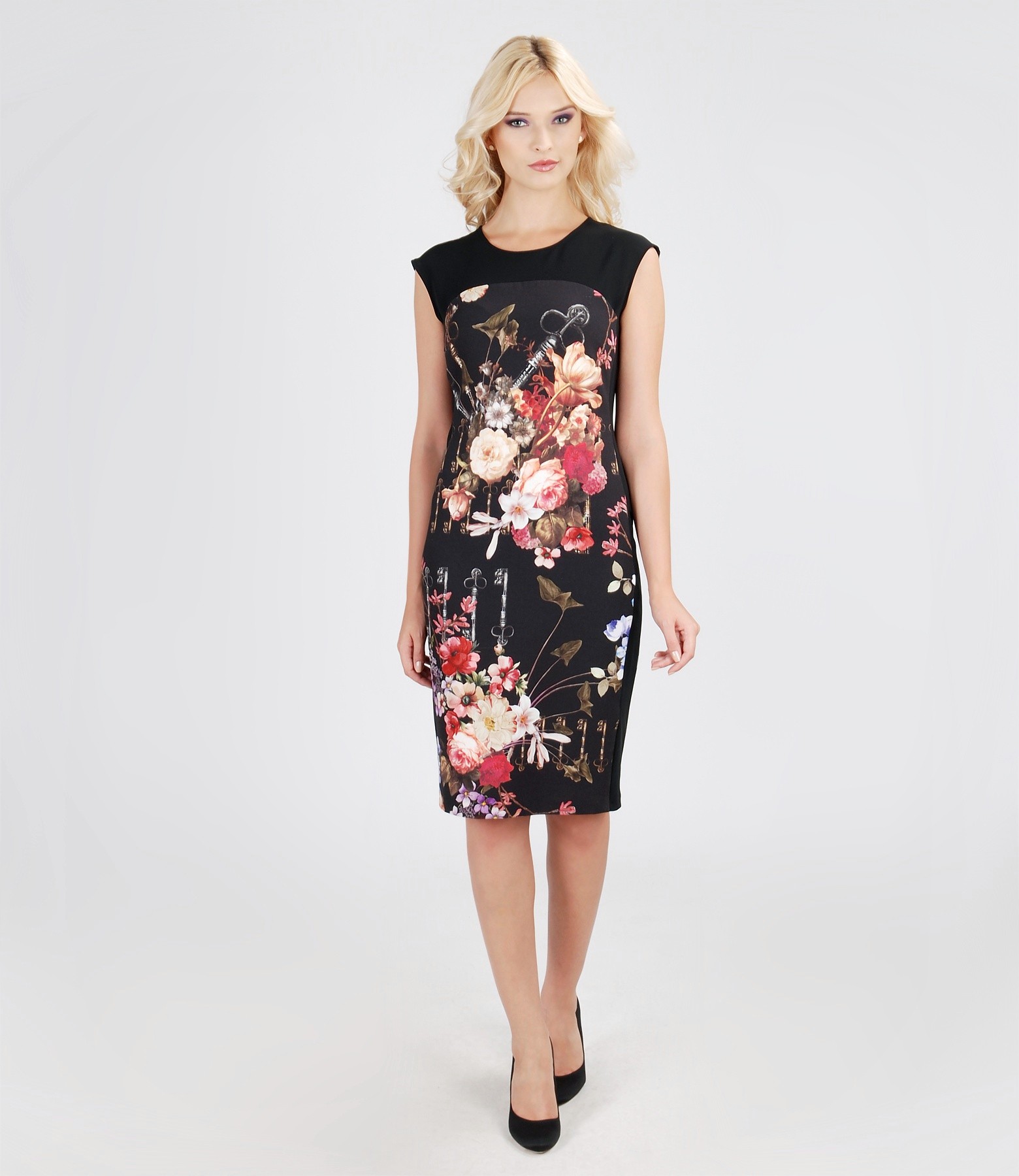 Rochie eleganta din jerse cu imprimeu floral