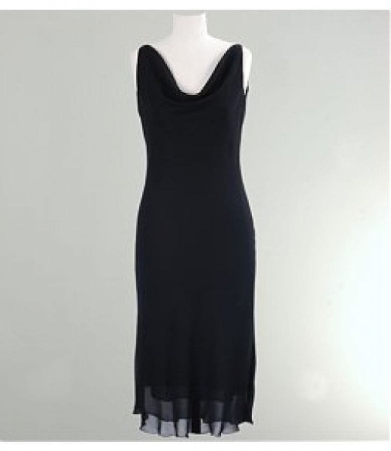 Rochie bie neagra cu falduri din voal de viscoza fina
