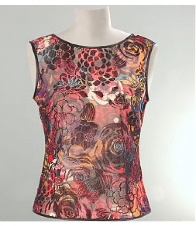 Bluza din tul elastic cu imprimeu floral