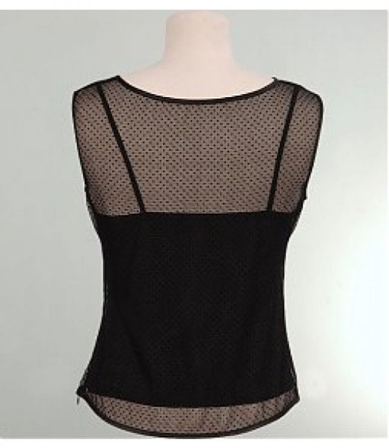 Bluza eleganta voal negru cu picouri catifea