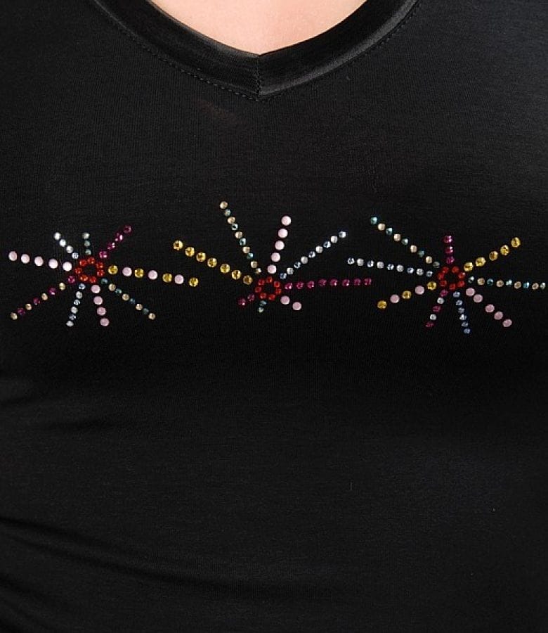 Tricou cu aripioare saten si aplicatie cristale