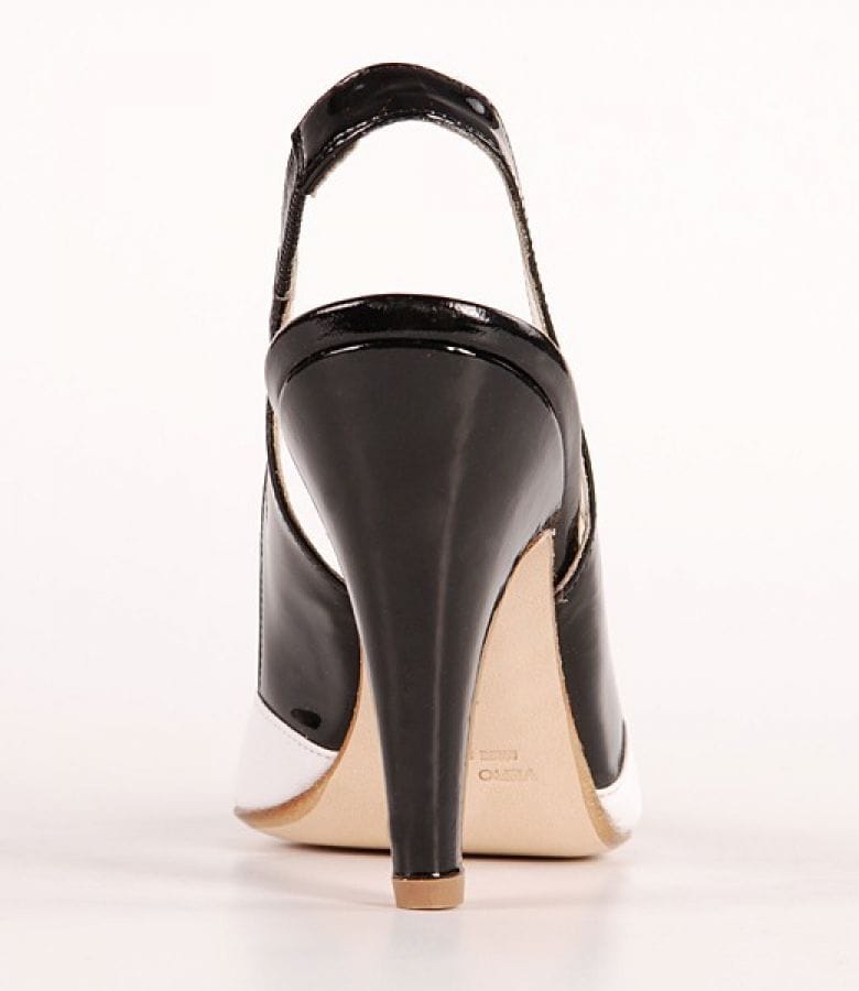 Pantofi Via Montenapoleone Sara combinatie alb - negru 4047