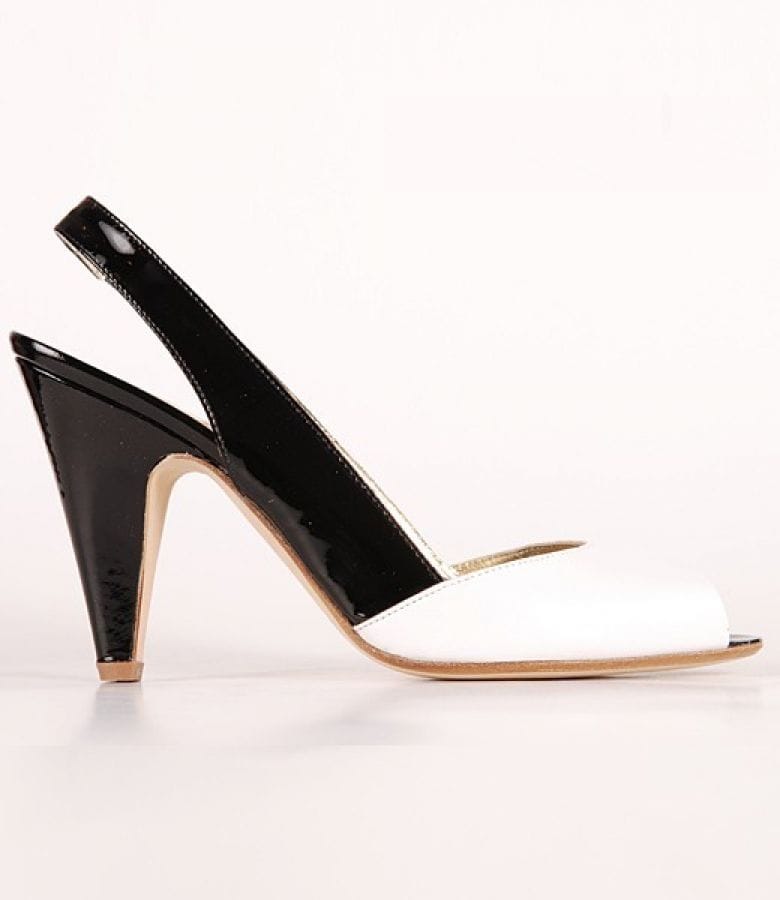 Pantofi Via Montenapoleone Sara combinatie alb - negru 4047