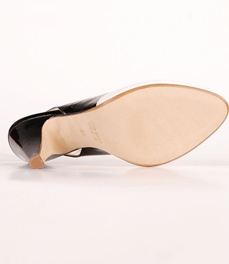 Pantofi Via Montenapoleone Sara combinatie alb - negru 4047