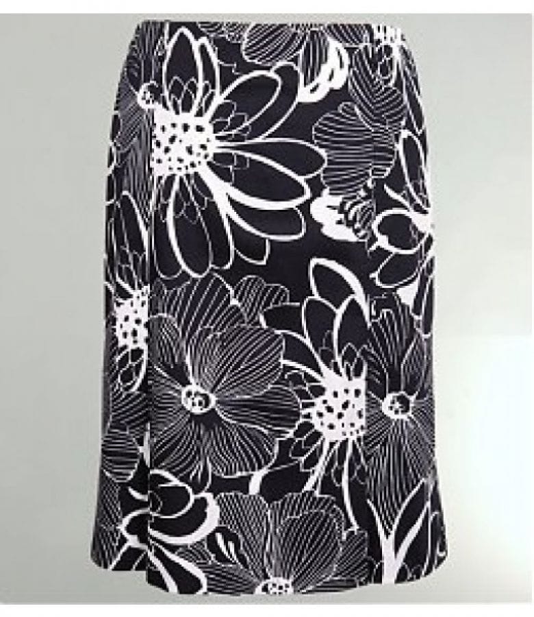 Fusta din bumbac elastic cu imprimeu floral alb bleu