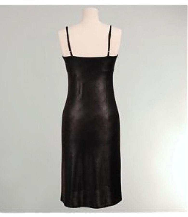 Rochie ocazie din jerse negru cu brosa cu strasuri