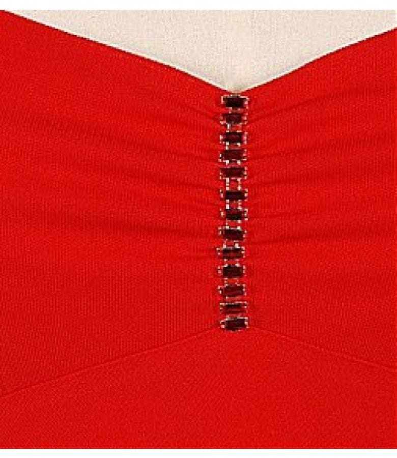 Rochie decoltata cu aplicatie strasuri cristal