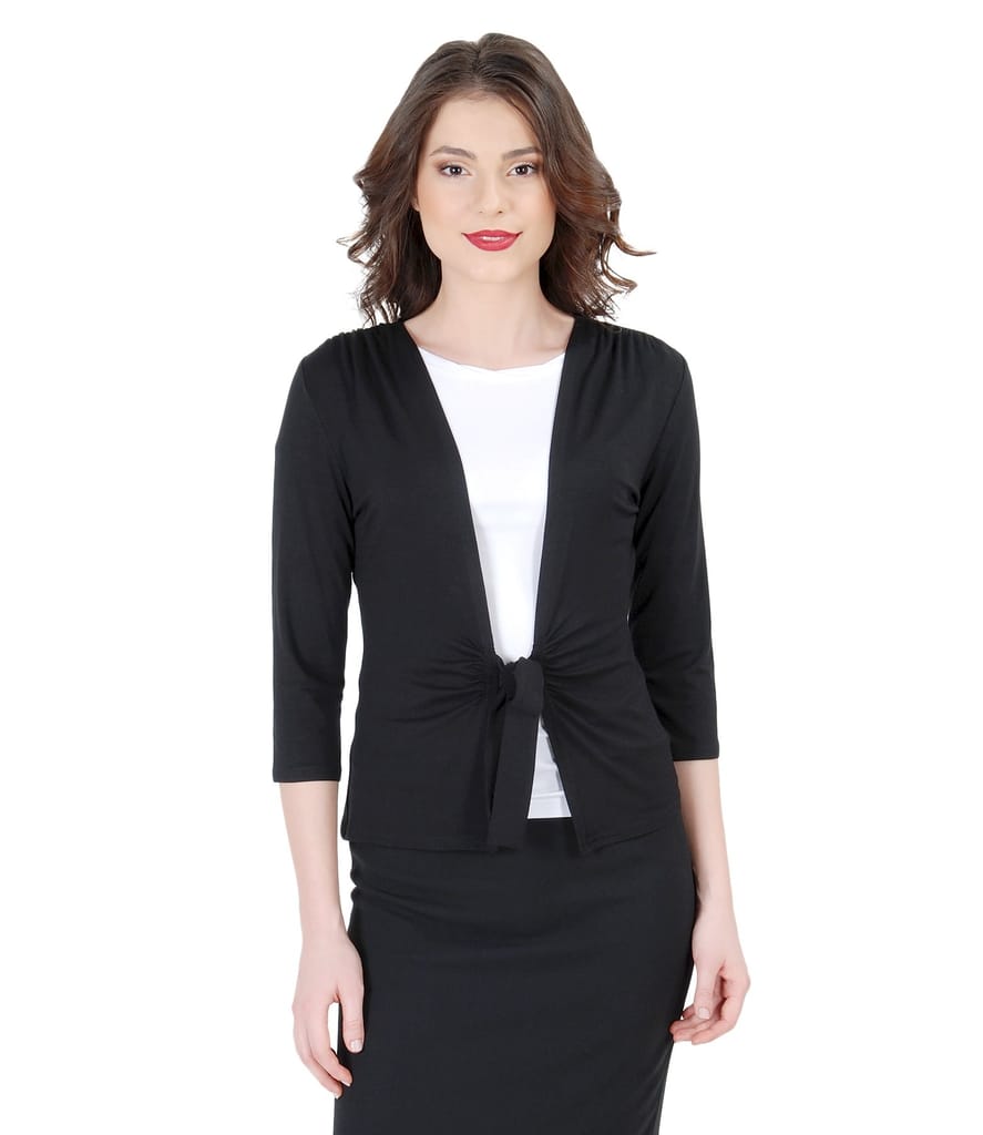 Bluza din jerse negru legata cu cordon