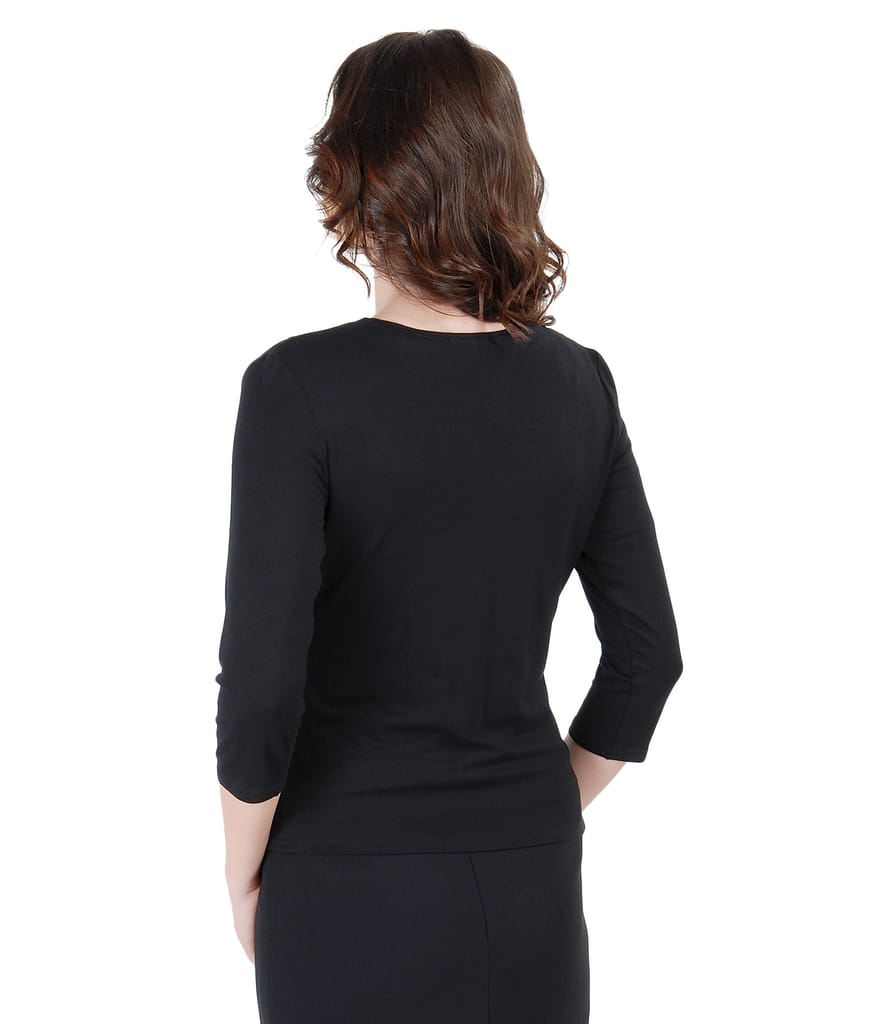 Bluza din jerse negru legata cu cordon