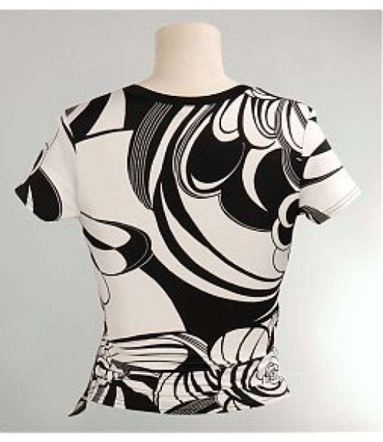 Bluza din tricot de viscoza cu imprimeu floral alb-negru
