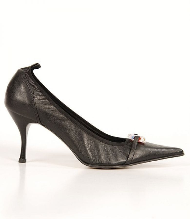 Pantofi Astore din piele neagra cu ornament din sticla de Murano