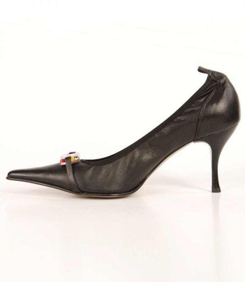 Pantofi Astore din piele neagra cu ornament din sticla de Murano