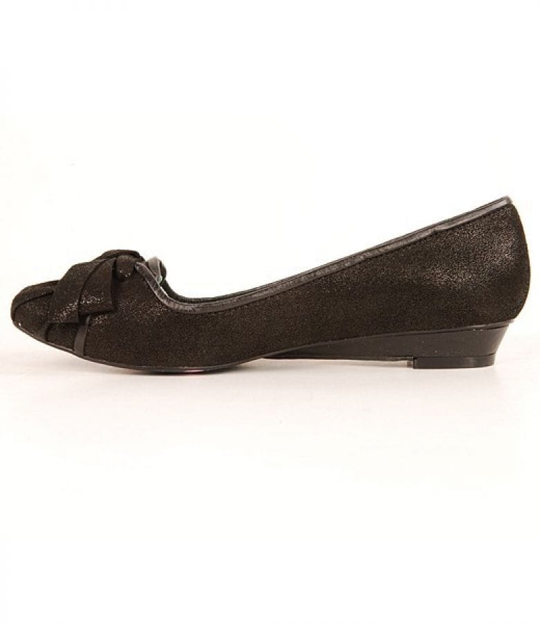 Balerini din piele  neagra cu efect pigmentat Irregular Choice 3585