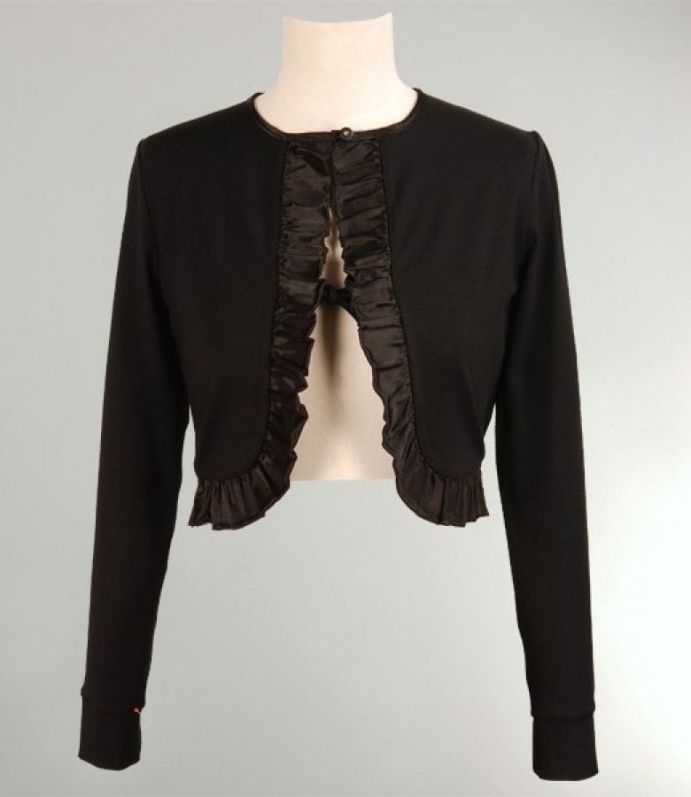 Bolero din jerse negru cu garnitura saten