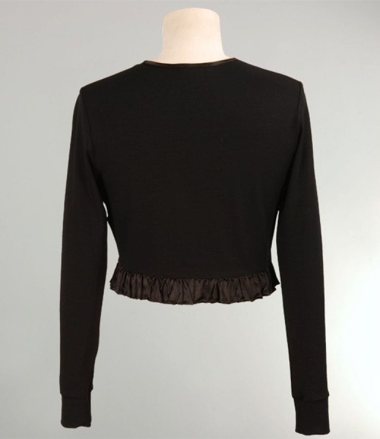 Bolero din jerse negru cu garnitura saten