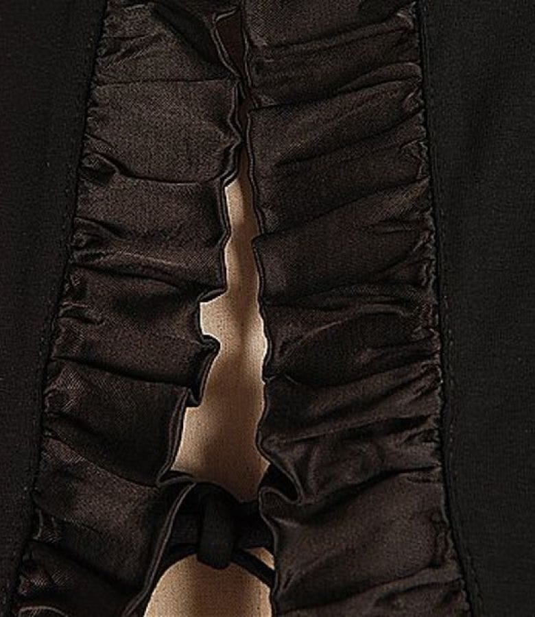 Bolero din jerse negru cu garnitura saten