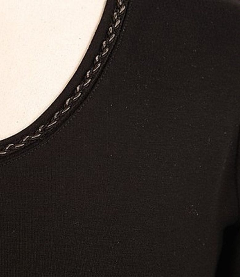 Tricou uni cu garnitura contrast