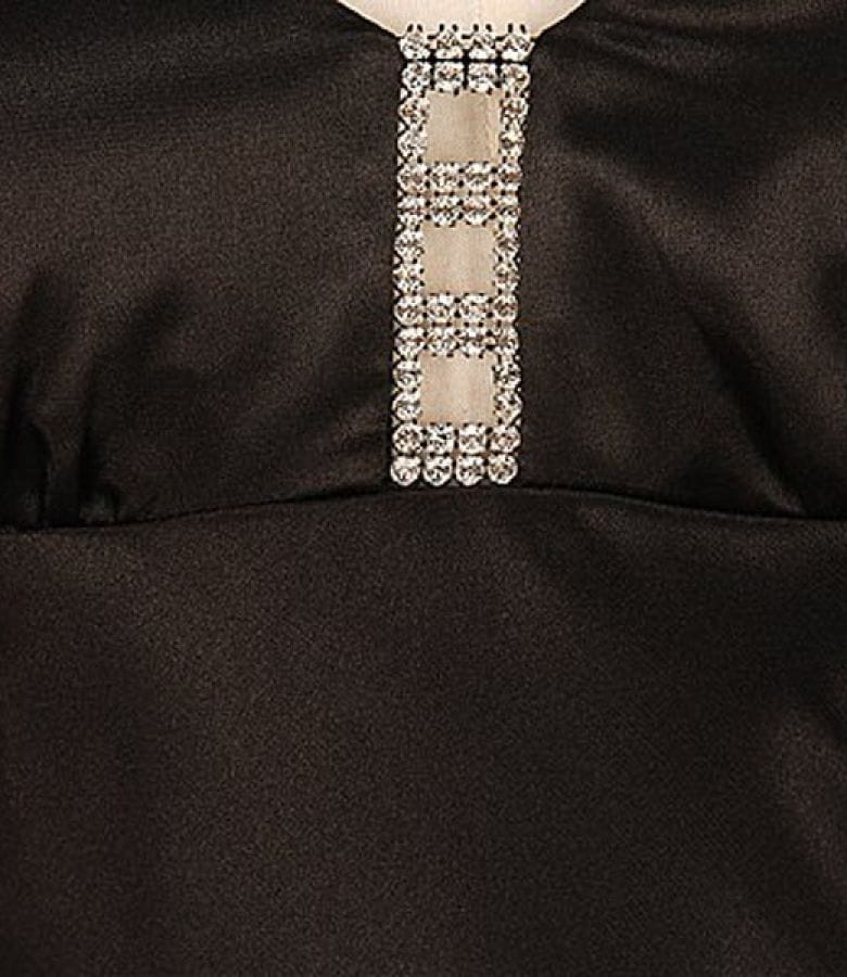 Rochie saten negru cu aplicatie cristale