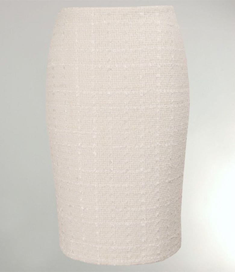 Fusta din bucle alb cu fir satinat