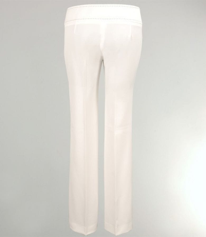 Pantaloni albi cu tighel contrast