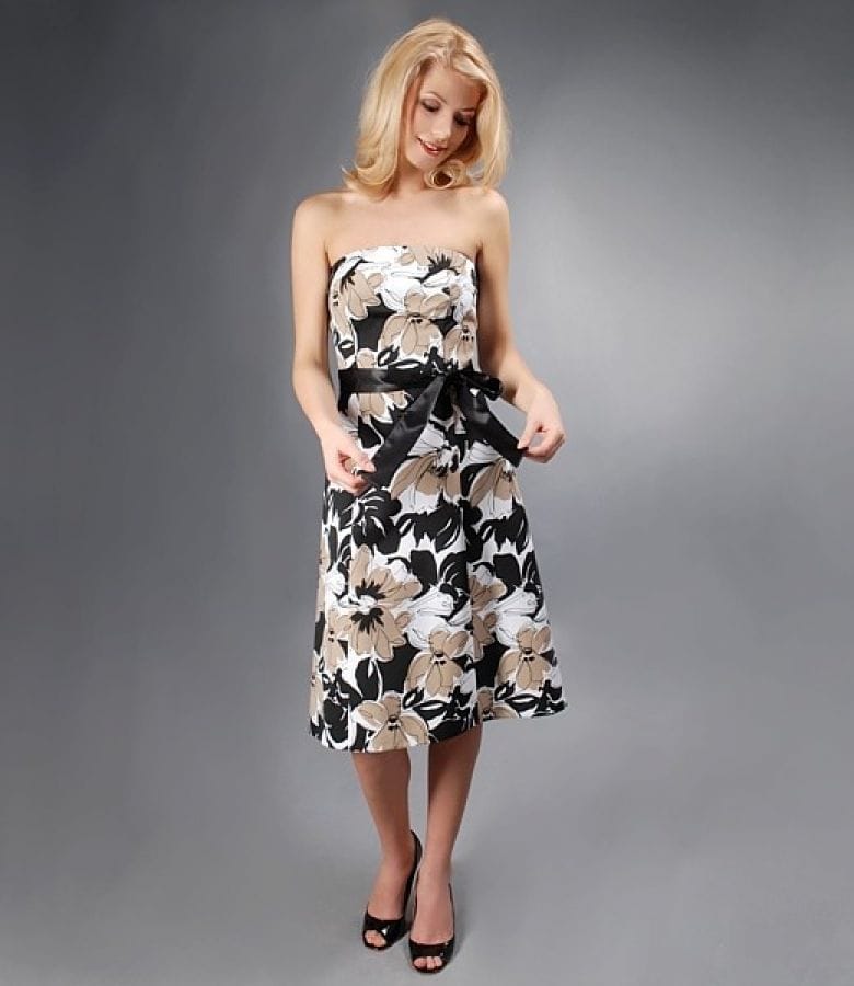 Rochie din bumbac cu imprimeu floral si cordon din saten