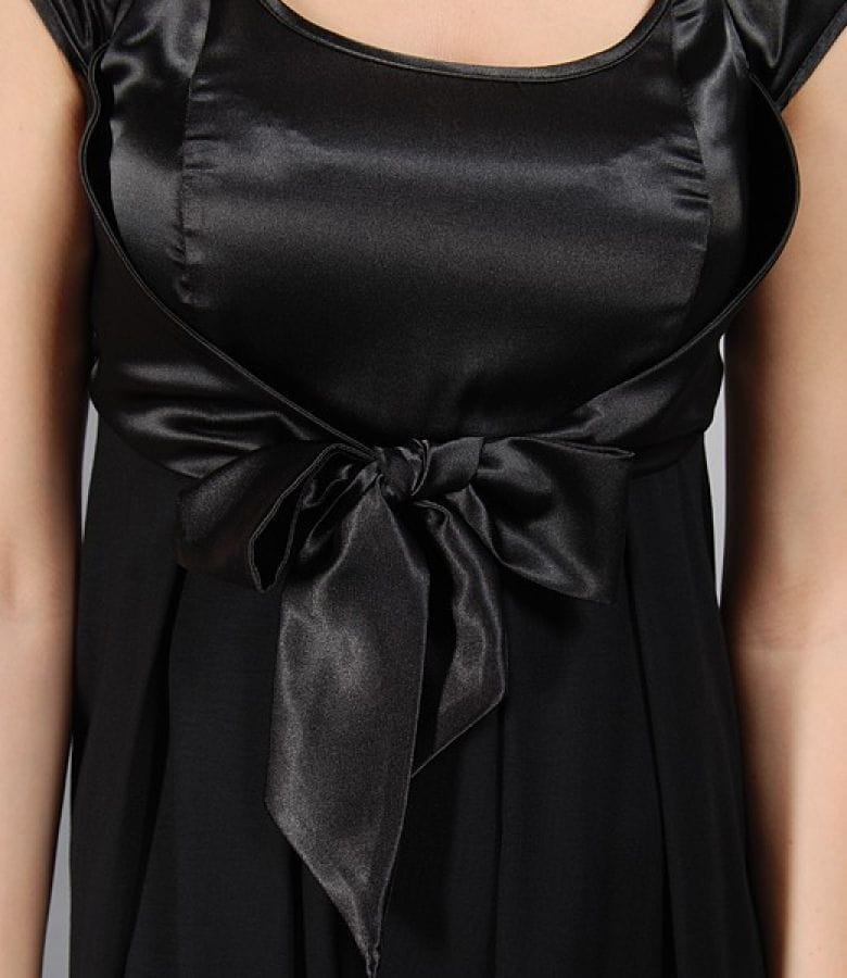 Rochie jerse cu funda din satin sub bust