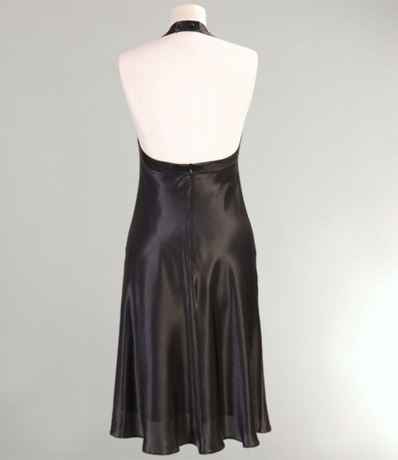 Rochie din saten elastic cu garnitura de dantela si spate gol