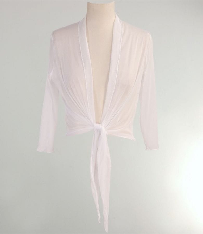 Bolero din tul elastic alb