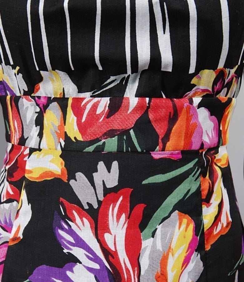 Rochie din bumbac imprimat cu falduri la decolteu
