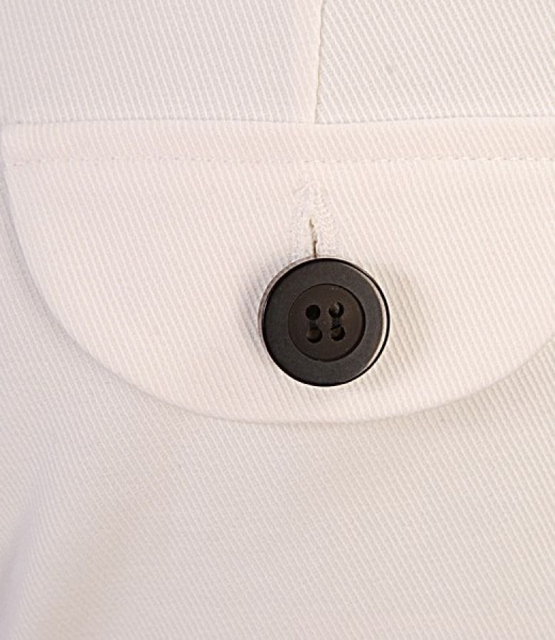 Pantaloni albi din bumbac cu nasturi negri