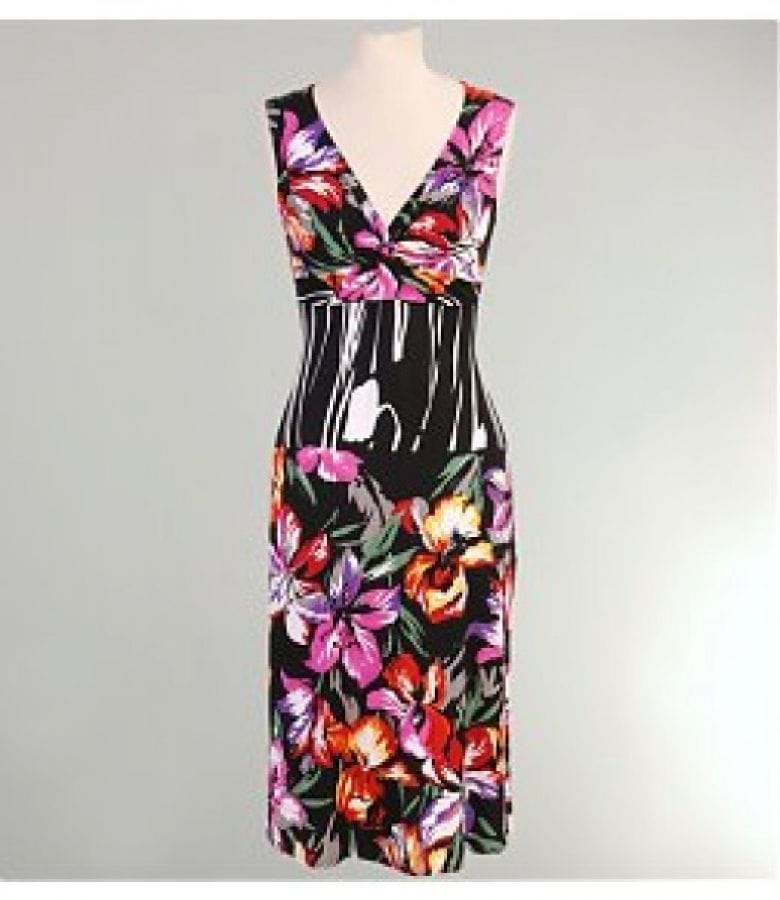 Rochie jerse imprimat cu nod pe bust