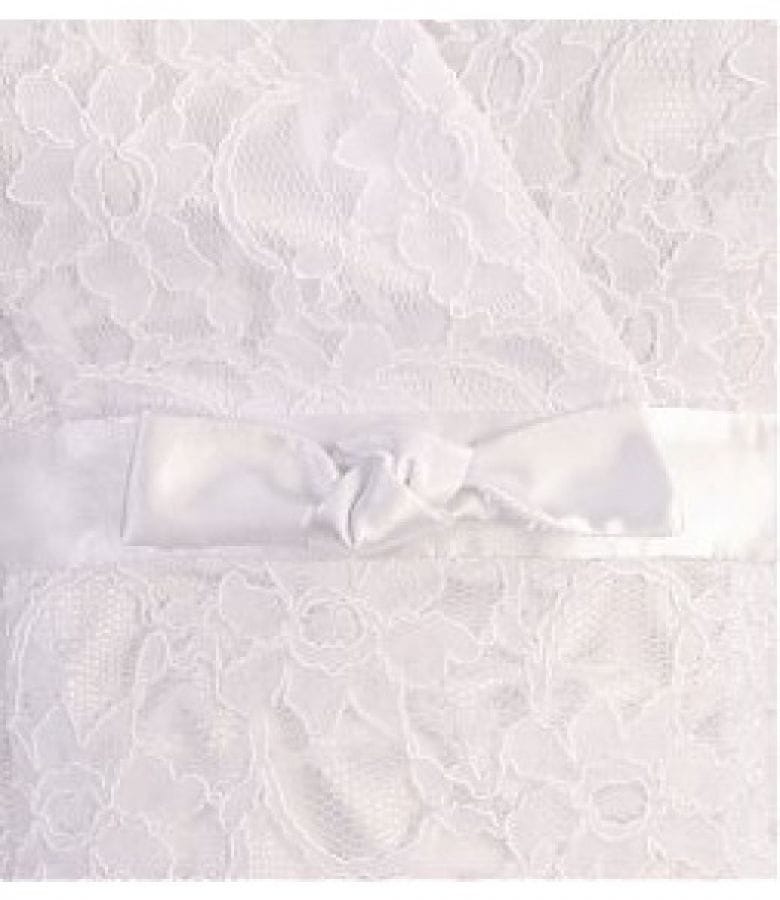 Rochie din dantela cu pieptii suprapusi si funda