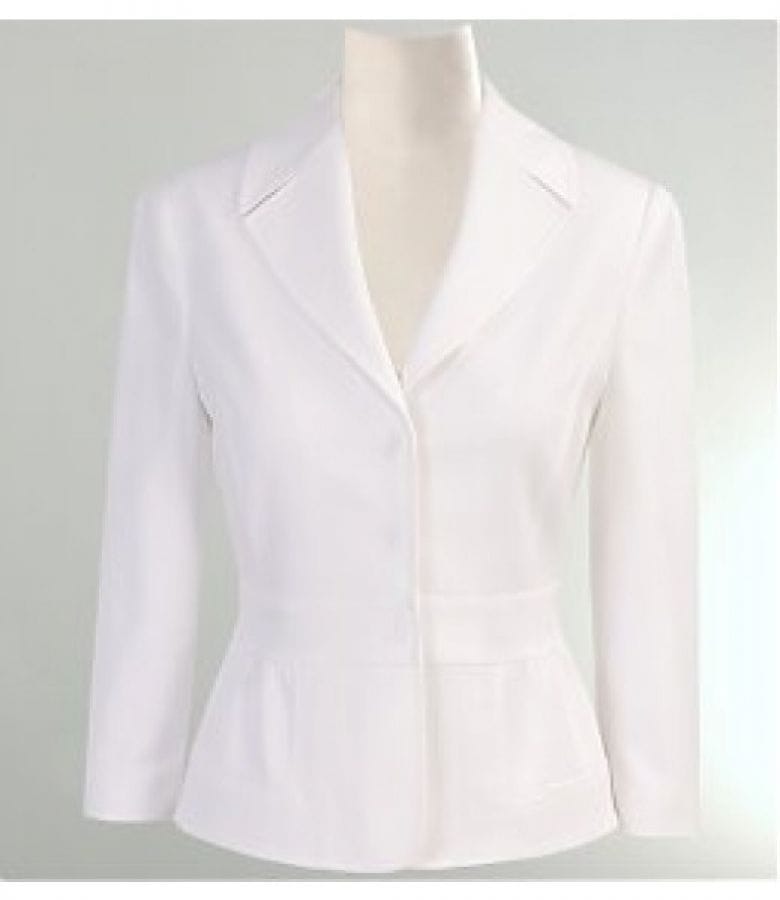 Sacou elegant alb din stofa elastica