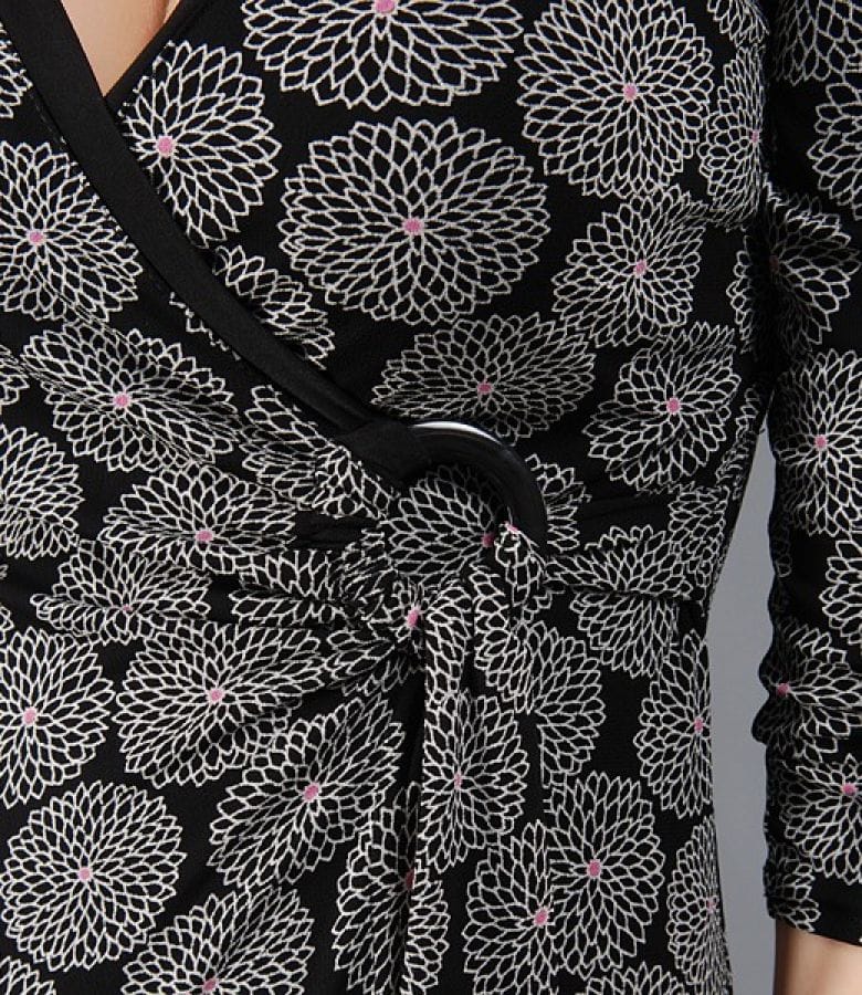 Rochie jerse imprimat cu pieptii suprapusi