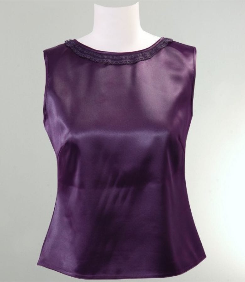 Bluza satin mov cu dantela