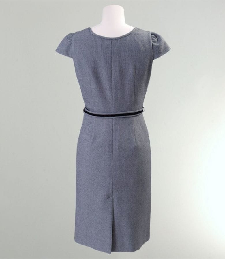 Rochie office gri cu aripioare si falduri