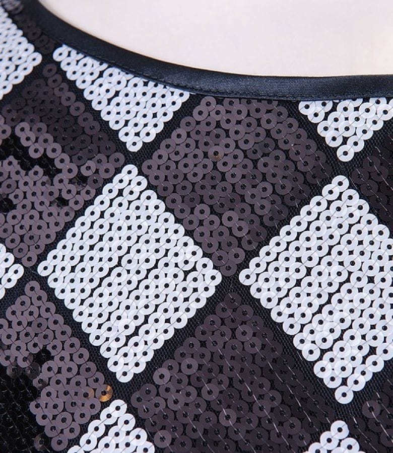 Bluza cu paiete alb-mat negru