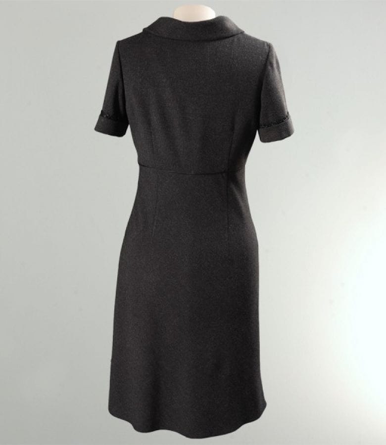 Rochie stofa gri inchis cu garnitura dantela si catifea