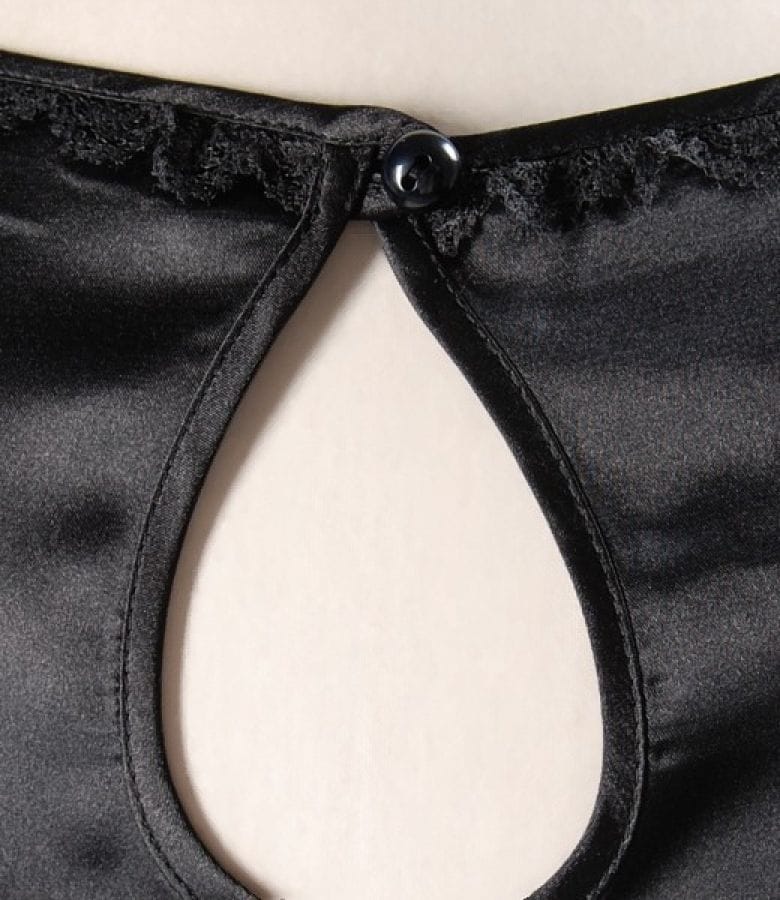 Bluza saten negru cu dantela