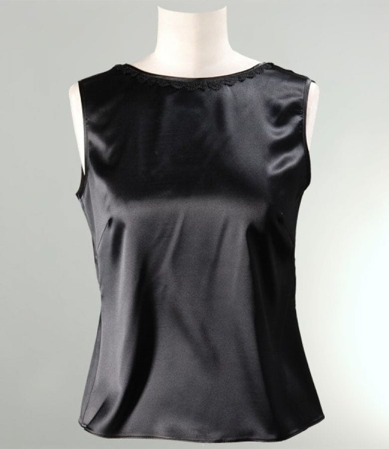Bluza saten negru cu dantela