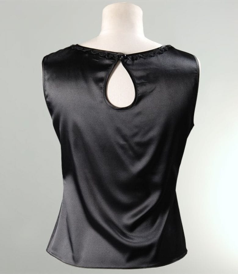 Bluza saten negru cu dantela