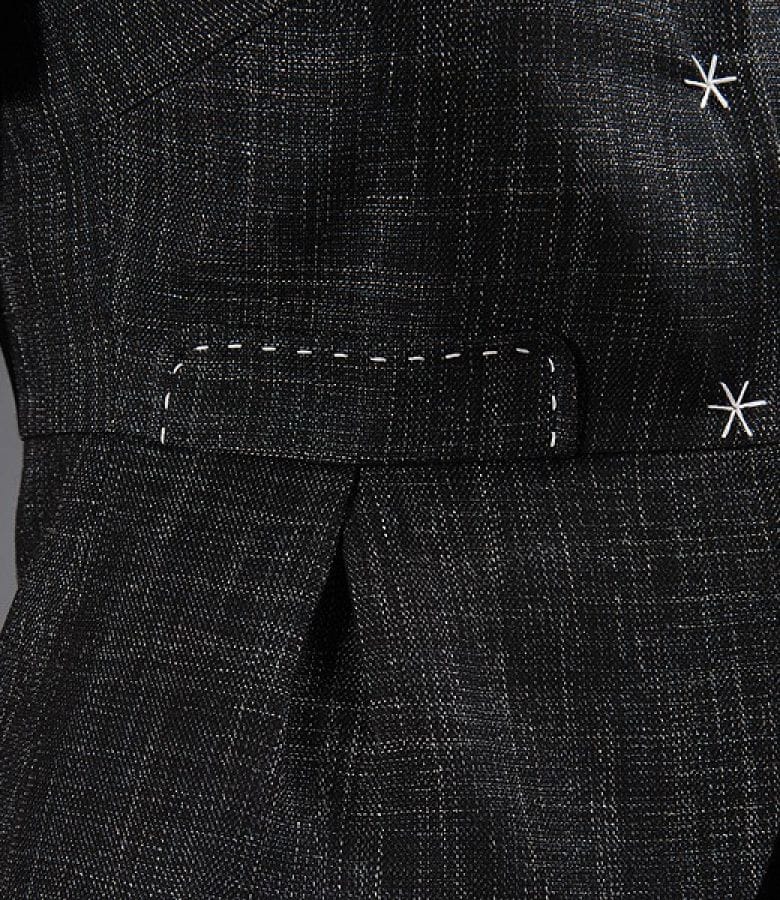 Sacou elegant gri cu tighel contrast