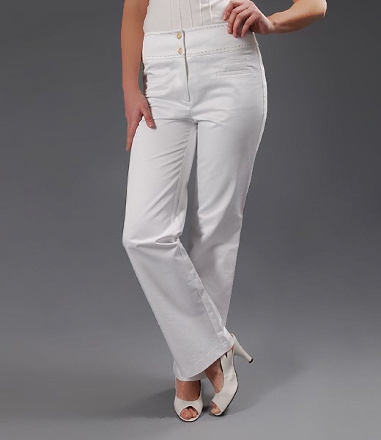 Pantaloni cu buzunare din bumbac satinat alb