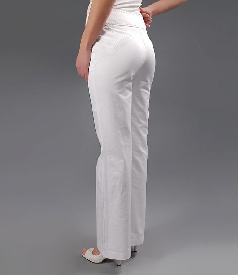Pantaloni cu buzunare din bumbac satinat alb