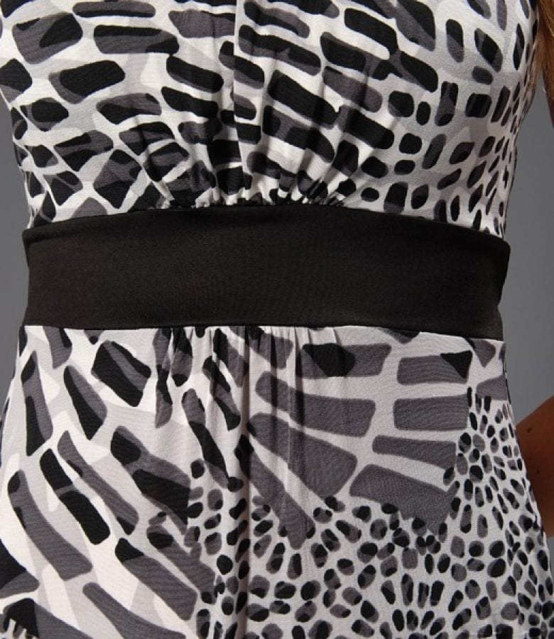 Rochie din jerse cu imprimeu leopard incretita in talie