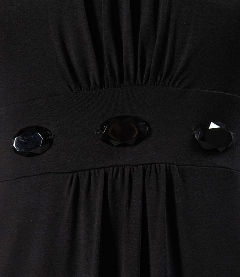 Rochie din jerse uni cu aplicatii in talie