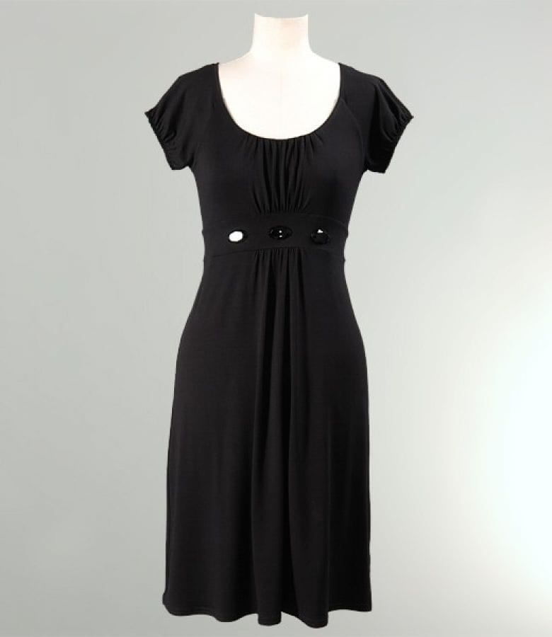 Rochie din jerse uni cu aplicatii in talie