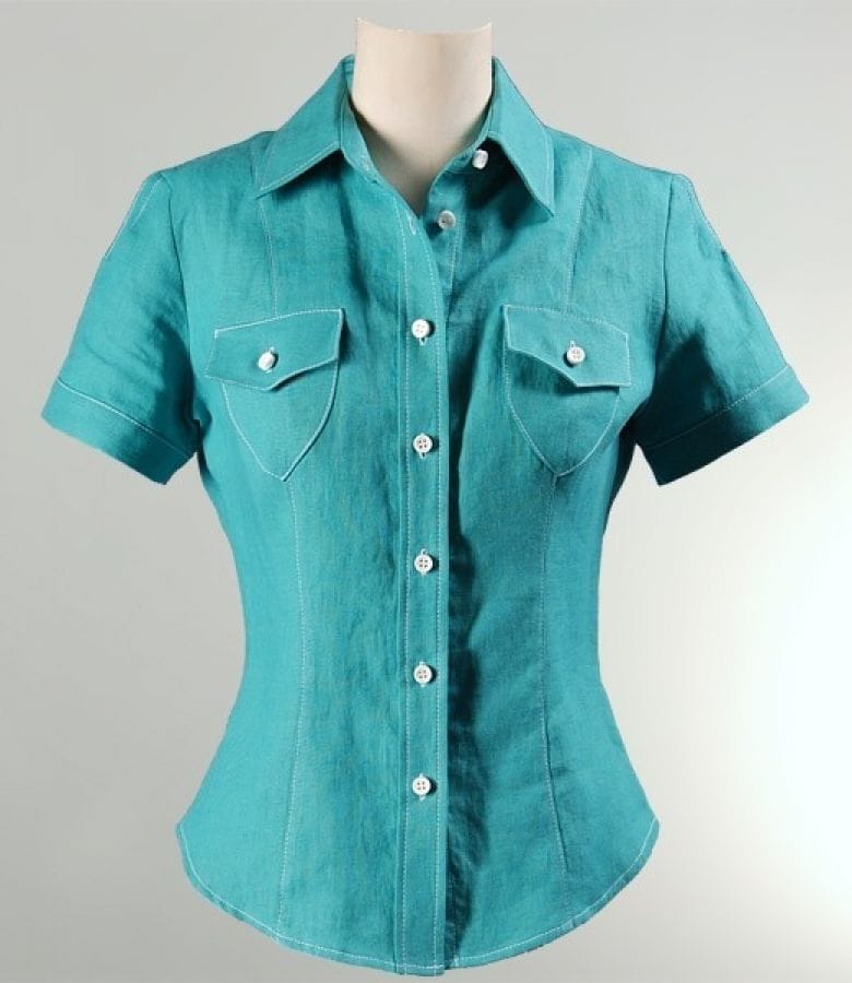 Sacou din in turquioise cu tighele decorative